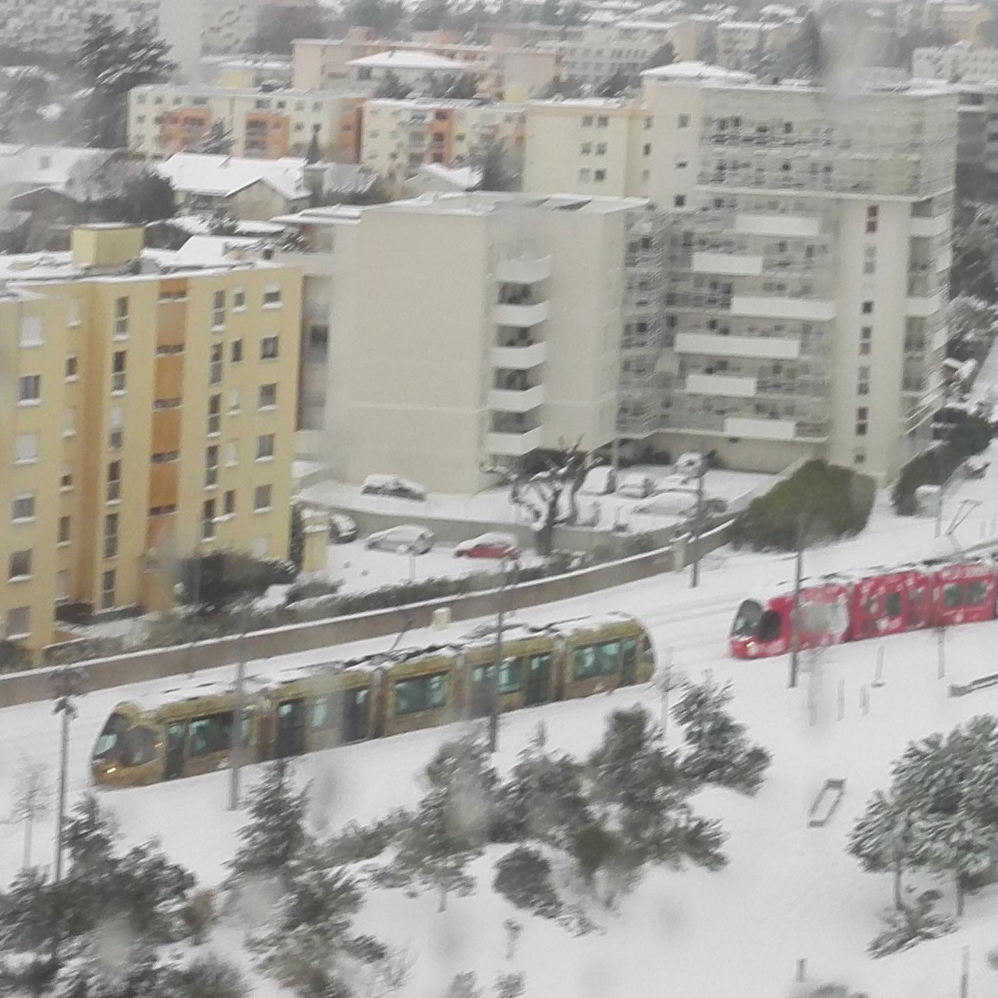 Des trams bloqués dans la neige